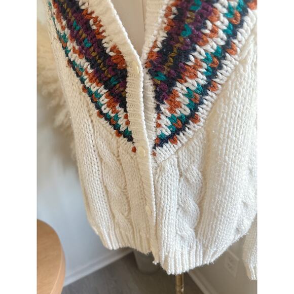 Vintage 80s Hand Loomed Currants Chunky Knit Cardigan Sweater Medium Cottagecore - Picture 4 of 7